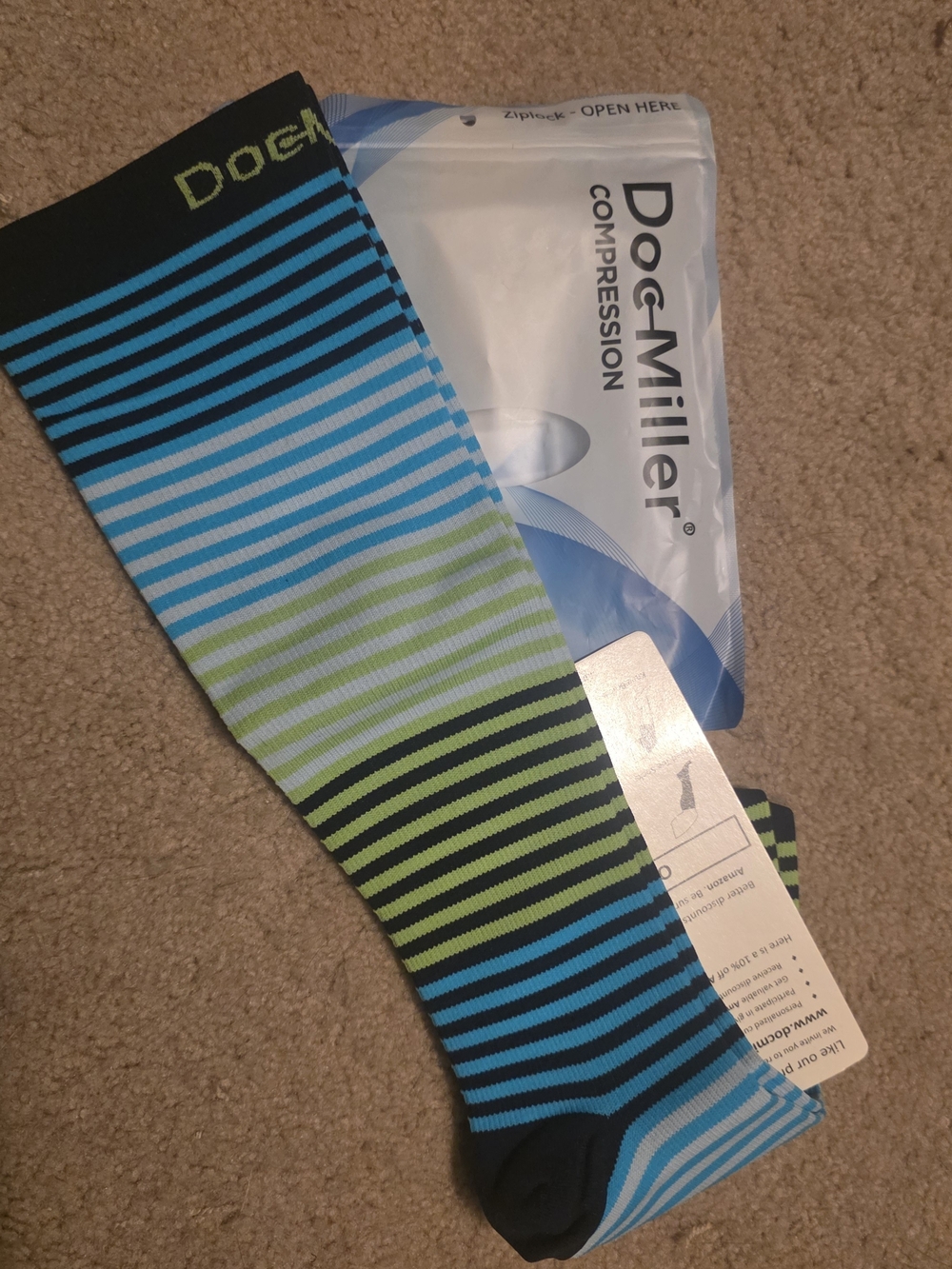 Men’s Striped Casual Socks - Blue & Green